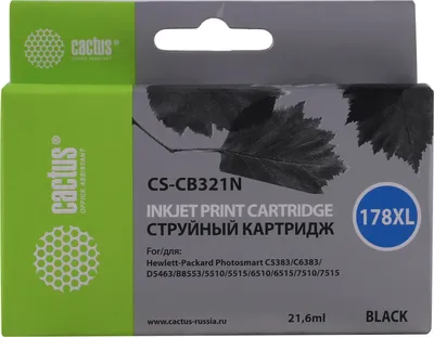 Картридж струйный Cactus CS-CB321N(CS-CB321) №178XL черный (21.6мл) для HP PS B8553/C5383/C6383/D5463 с чипом