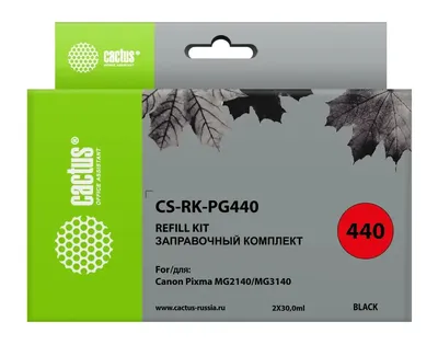 Заправочный набор струйный Cactus CS-RK-PG440, 2x30мл, черный для MG2140/MG3140 (PG440) совместимый