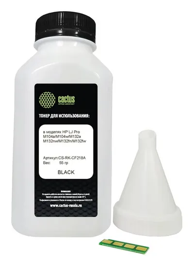 Тонер Cactus CS-RK-CF218A, черный, 55г, с чипом, для HP LJ Pro M104/M132