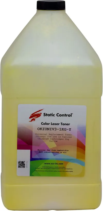 Тонер Static Control OKIUNIV3-1KG-Y, желтый, 1000г, для Oki C3300N/5500