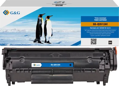Картридж лазерный G&G GG-Q2612AX черный (3000стр.) для HP LJ 1010/1012/1015/1018/1020/1022/1022n/1022nw/3015/3020 с чипом