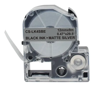 Картридж ленточный Cactus CS-LK4SBE, 12мм×9м, черный/серебристый, для Epson LabelWorks