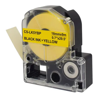 CACTUS Картридж ленточный CS-LK5YBP LK-5YBP черный на желтом 18x9 для Epson LW400/LW700/LW600P/LW1000P/K400/Z700/Z900