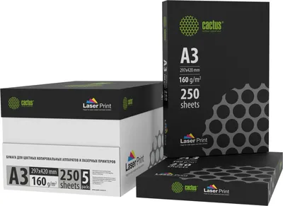 Бумага Cactus CS-LPA3160250, A3, 160 г/м², 250 л., для лазерной печати
