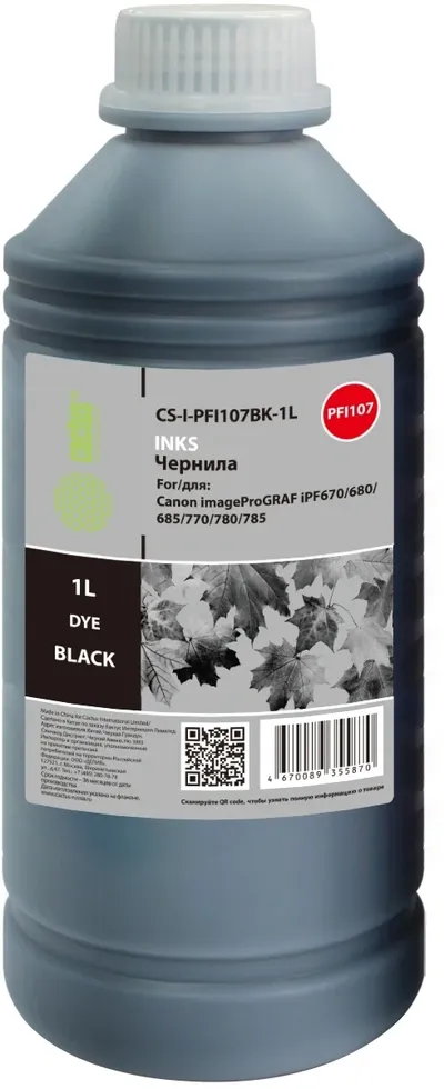 Чернила Cactus CS-I-PFI107BK-1L, Black, 1000мл для Canon imageProGRAF iPF670