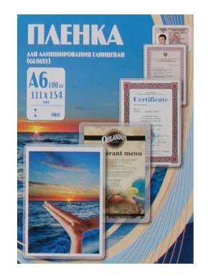 Пленка для ламинирования Office Kit PLP111*154/80, A6, 80 мкм, глянцевая, 100 листов