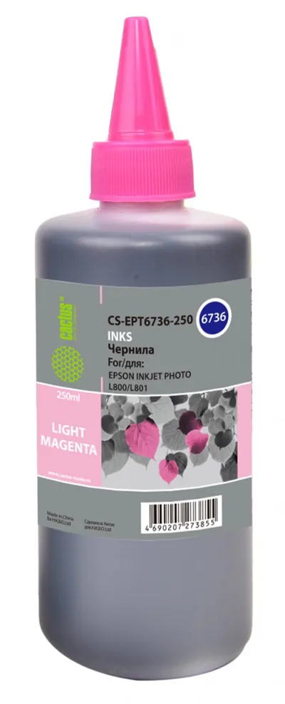 Чернила Cactus CS-EPT6736-250 светло-пурпурные, 250мл, аналог Epson T6736