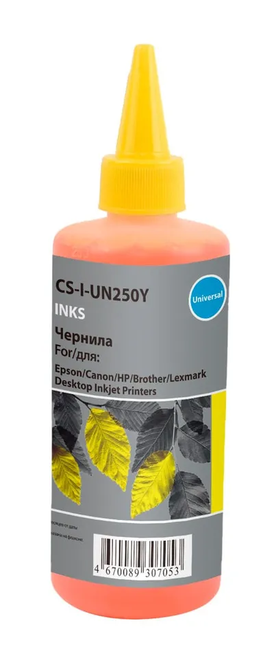 Чернила CACTUS CS-I-Un250Y, 250мл, желтый, водные