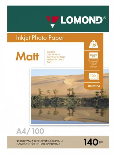 Фотобумага Lomond 0102074 (А4, 140 г/кв.м, матовое) пачка 100л., 12шт.
