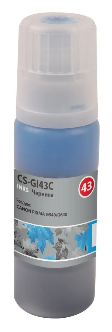 Чернила CACTUS CS-GI43C, 60мл, голубой, для Canon Pixma G640/540