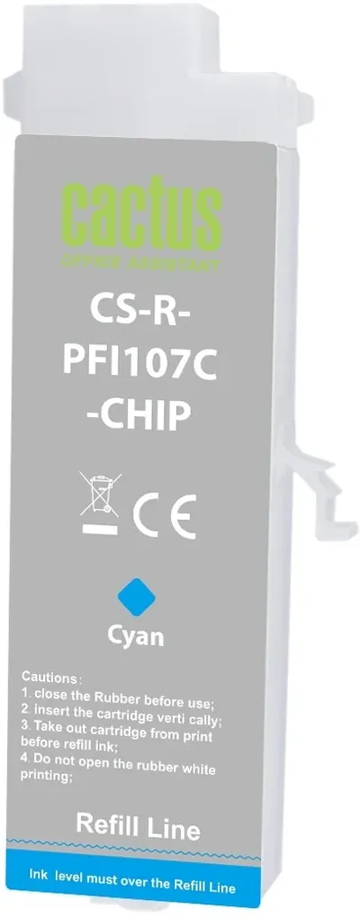 Картридж Cactus CS-R-PFI107C-CHIP, голубой, 260мл, с чипом