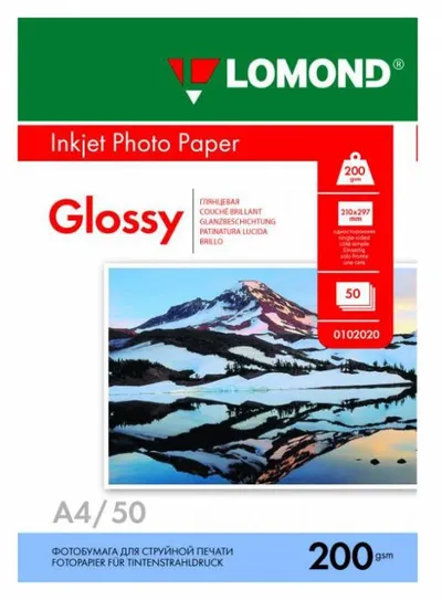 Фотобумага Lomond 0102020, A4, 200 г/м², глянцевая, 50 л.