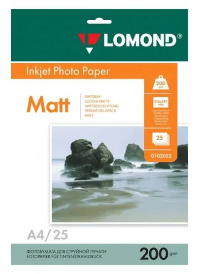 Фотобумага Lomond 0102052, A4, 200 г/м², матовая, 25 л.