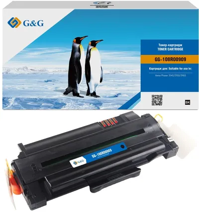 Тонер-картридж G&G - Phaser 3140/3155/3160, Лазерный, Черный, 2500стр, аналог Xerox 108R00909, GG-108R00909