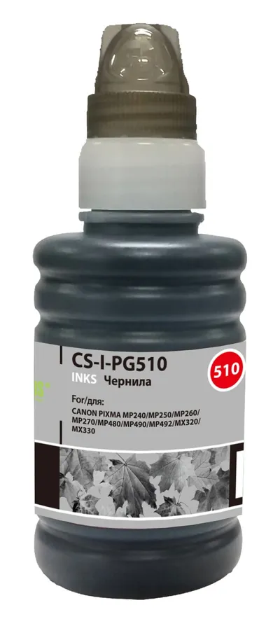 Чернила Cactus CS-I-PG510, 100мл, черный, для Canon Pixma MP240/MP250/MP260/MP270/MP480
