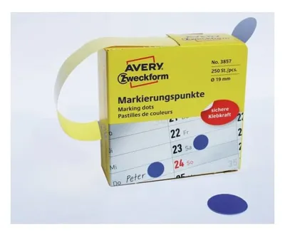 Этикетки Avery Zweckform 3857, 19мм, синие, 250шт