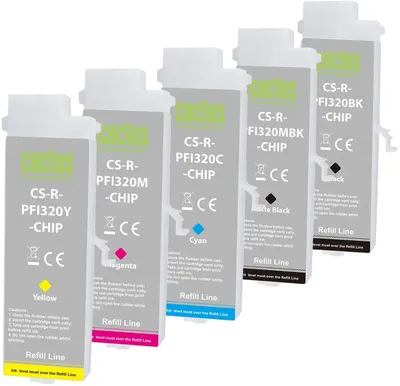 Картридж струйный Cactus CS-R-PFI320SET-CHIP, 5×260мл, CMYK+мат.черный, для Canon TM-200/300/250/350