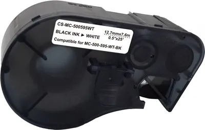 Картридж ленточный Cactus CS-MC-500595WT, 12.7 мм, 7.6 м, черный/белый