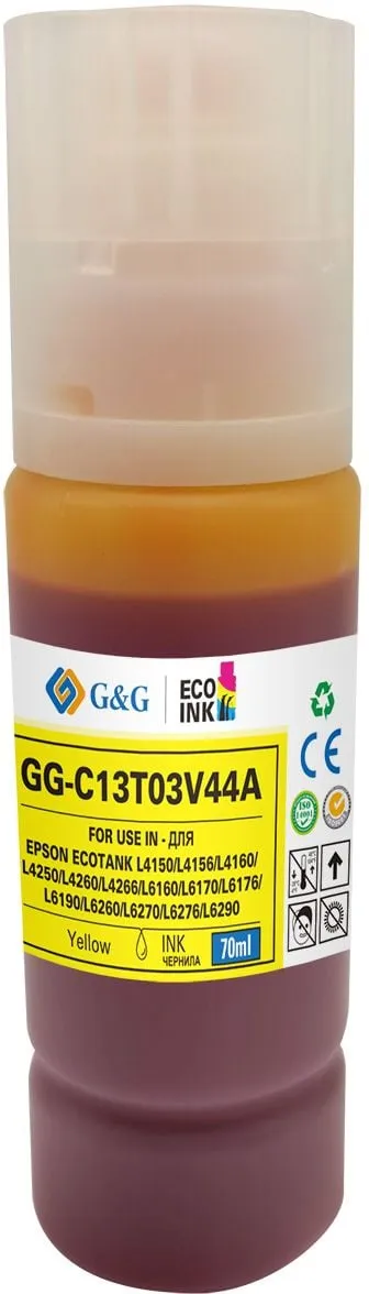 Чернила G&G GG-C13T03V44A, желтые, 70мл, для Epson L4150/4160/4167/14150/6160/6170/6190