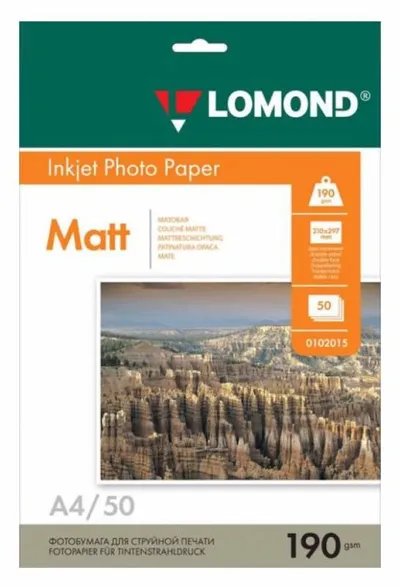 Фотобумага Lomond 0102015, A4, 190г/м², матовая, 50 листов