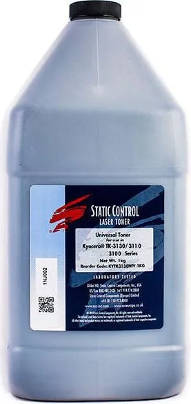 Тонер Static Control KYTK3130UNV1KG, черный, 1000г, Kyocera