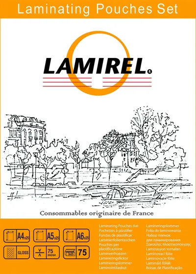 Плёнка для ламинирования Fellowes LA-78787, набор A4/A5/A6, 75 мкм, 75 шт.