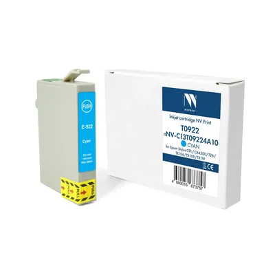 Картридж струйный NVPrint NV-C13T09224A10, Cyan, 13.5 мл, для Epson Stylus C91/CX4300/T26/TX106/TX109/TX119