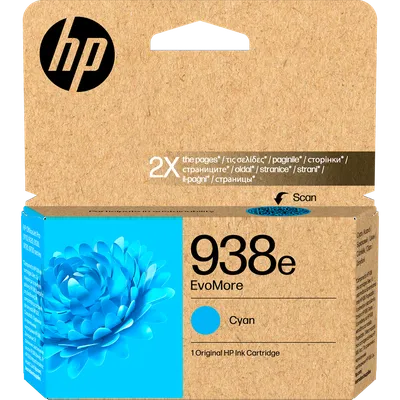 4S6X9PE - 938e EvoMore Cyan Original Ink Cartridge  for OfficeJet Pro 9730/9720, up to 1650 pages.