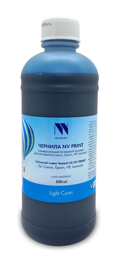 Чернила NV Print NV-INK500ULC, универсальные, водная основа, 500 мл, Light Cyan