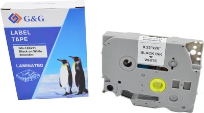 Картридж ленточный G&G GG-TZE211, для Brother 1010/1280/1280VP/2700VP, черный на белом, 6x8