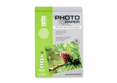Фотобумага Cactus CS-MSA310020, A3, 100г/м², 20л., матовая самоклеящаяся
