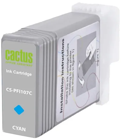 Картридж струйный Cactus CS-PFI107C, синий, 130мл, для Canon iPF
