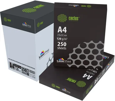 Бумага CACTUS CS-LPA4120250, A4, 120 г/м², 250 л., для лазерной печати