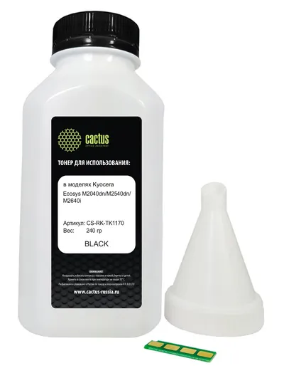 Тонер Cactus CS-RK-TK1170, черный, флакон 240 г, с чипом