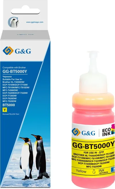 Чернила G&G GG-BT5000Y, желтый, 70мл, для Brother
