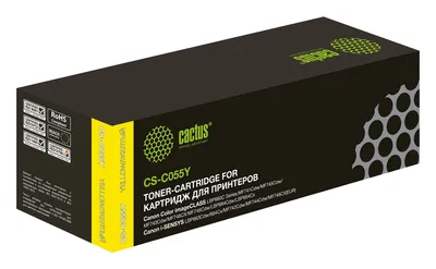 Картридж лазерный Cactus CS-C055Y, жёлтый, 2100 стр.