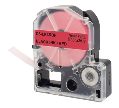 Картридж ленточный Cactus CS-LK3RBP, LK-3RBP, черный/красный, 9×9 мм