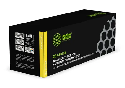 Тонер-картридж Cactus CS-CF412A, жёлтый, 2300 стр., для HP Color LaserJet Pro M452/M477