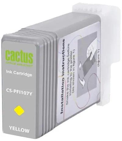 Картридж Cactus CS-PFI107Y, жёлтый, 130мл, для Canon iPF