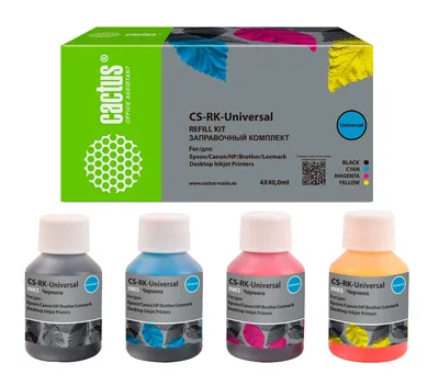 Заправочный набор CACTUS CS-RK-UNIVERSAL, 4×40мл, CMYK