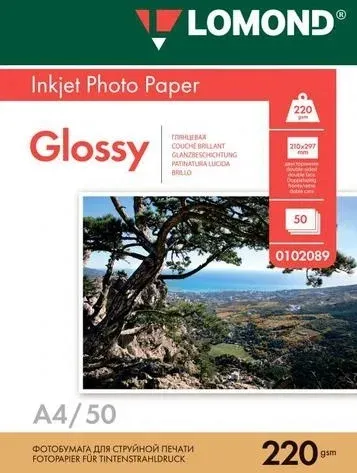 Фотобумага Lomond 0102089, A4, 220г/м², 50л, глянцевая