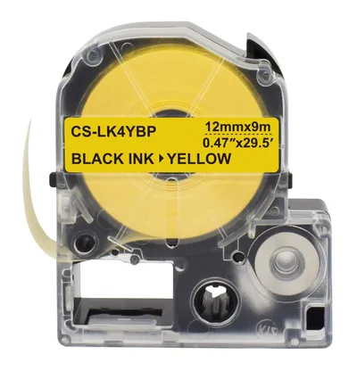 Картридж ленточный Cactus CS-LK4YBP, 12 мм, черный/желтый
