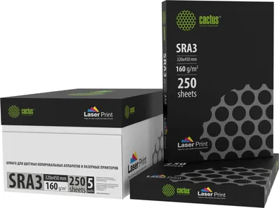 Бумага Cactus CS-LPSRA3160250, SRA3, 160г/м², 250л., лазерная