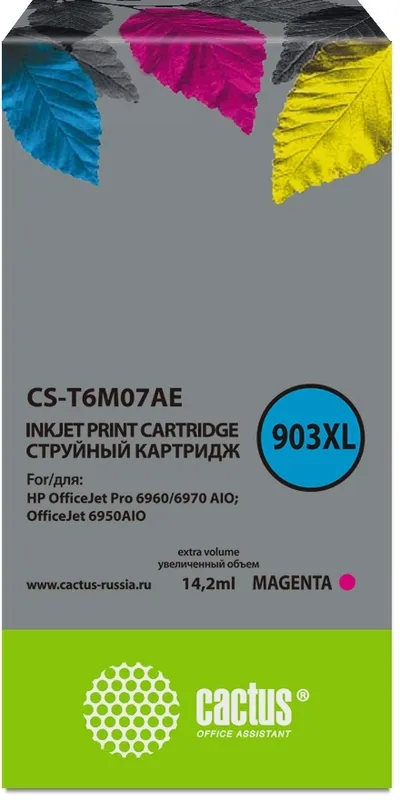 Картридж струйный Cactus CS-T6M07AE, №903XL, пурпурный, 10мл, для HP OJP