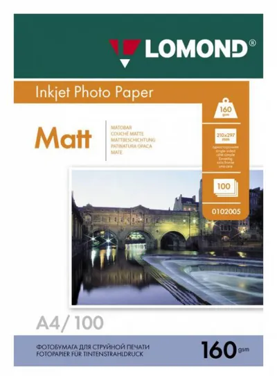 Фотобумага Lomond 0102005, A4, 160г/м², матовая, 100л.