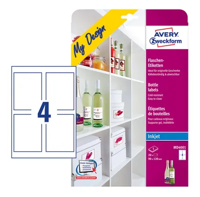 Этикетки Avery Zweckform MD4001, A4, 120×90 мм, 5 листов, глянцевые