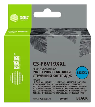 Картридж струйный Cactus CS-F6V19XXL, черный, 20 мл, 1000 стр.