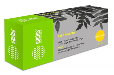 Тонер-картридж CACTUS - Phaser 6600/WC6605, Лазерный, Желтый, 6000стр, аналог Xerox 106R02235, CS-PH6600Y