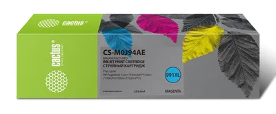 Картридж струйный Cactus CS-M0J94AE 991XL, пурпурный, 250мл, с чипом