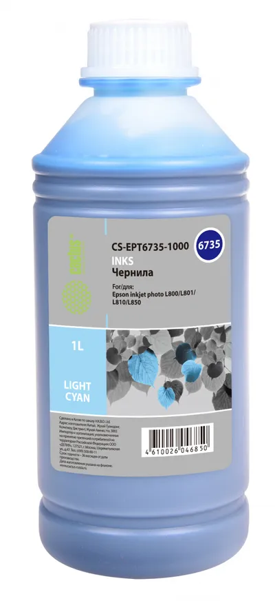 Чернила Cactus CS-EPT6735-1000, светло-голубой, 1000мл, для Epson L800
